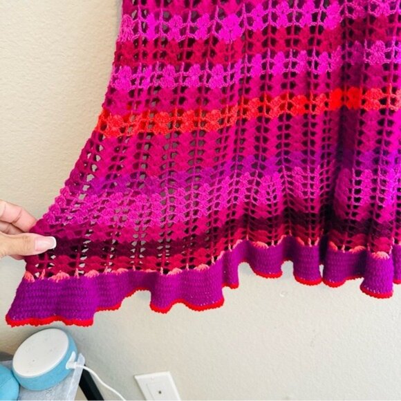 VTG Betsey Johnson Crochet Cover-Up Dress S Boho Y2K Festivalcore Rare Colorful - Picture 7 of 12